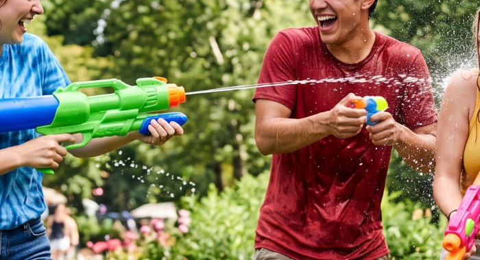 Guerra de pistolas de agua por equipos en Mangafest Summer Edition